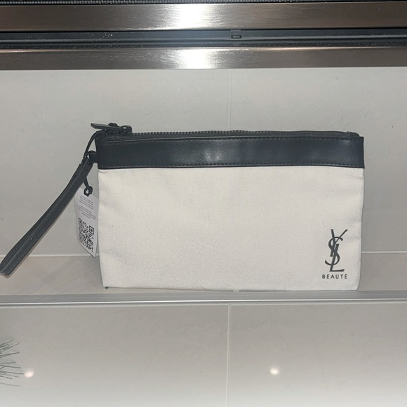YSL Beaute Zip Pouch Wristlet - Cream/Black - Picture 1 of 5